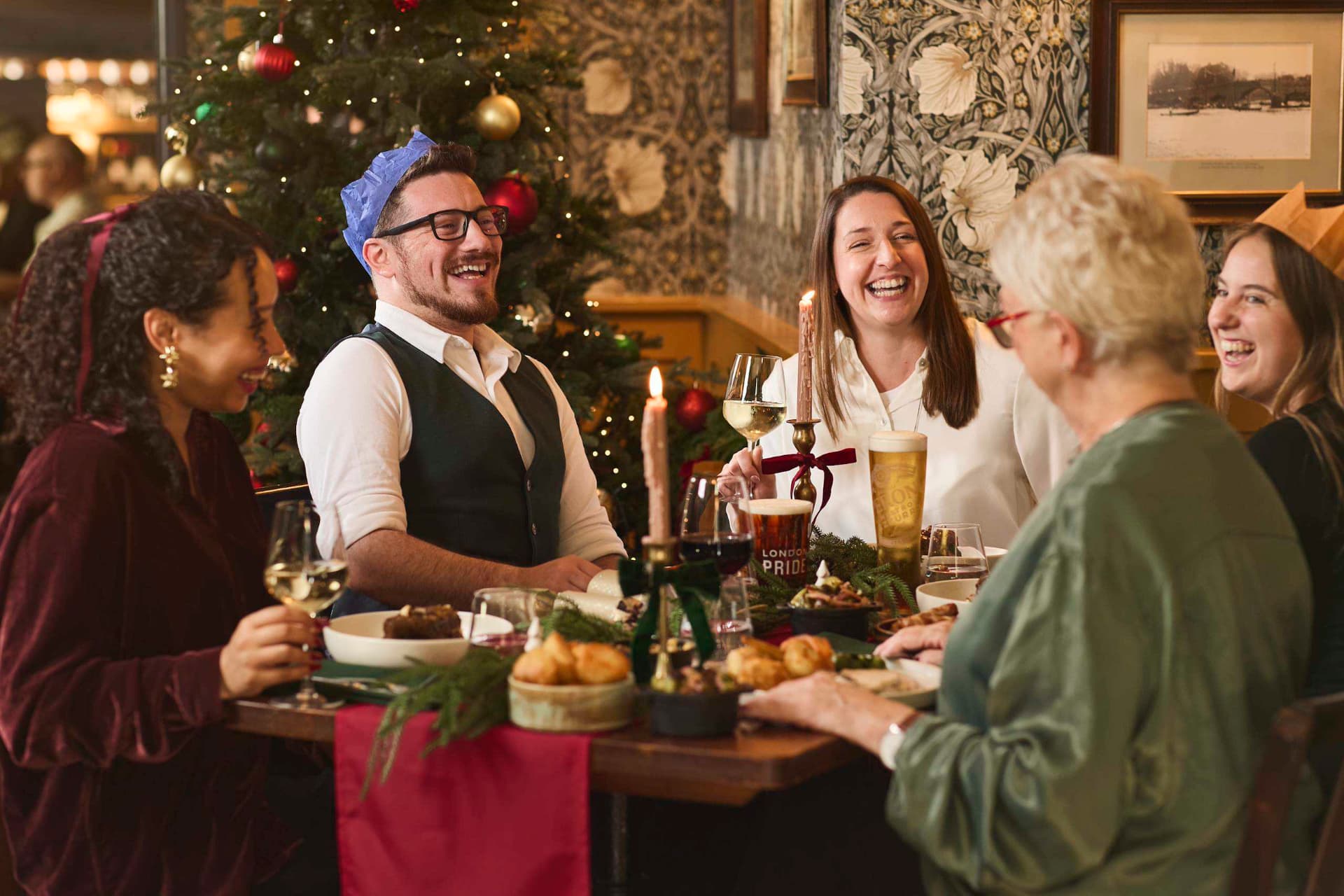 Guests enjoying Christmas Dinner